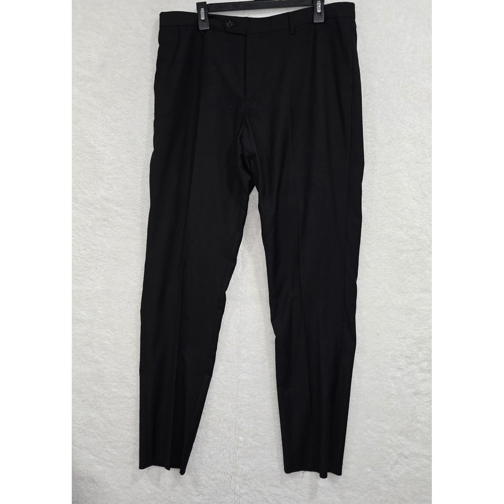Alain Dupetit Men's‎ Black Dress Pants Size 36x34 Flat Front Straight Leg Formal